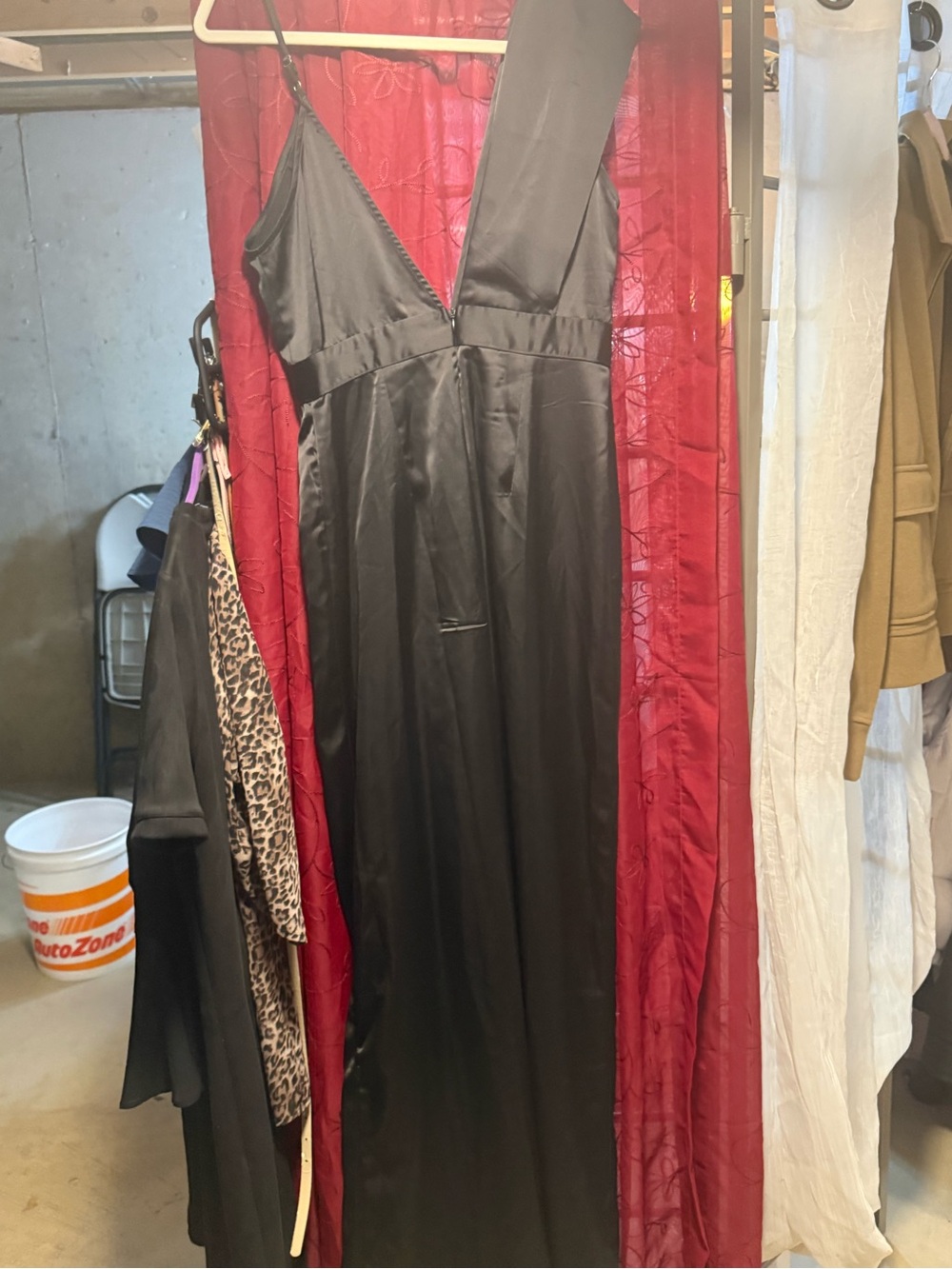PrettyLittleThing Black Satin Spaghetti-Strap Jumpsuit - Picture 8 of 13